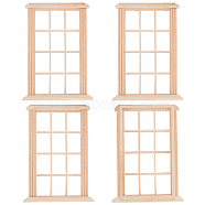 Rectangle Wooden Mini Windows, Miniature Furniture, for Dollhouse Wall Decorations Photographic Props Accessories , Linen, 116x83x18mm(AJEW-WH0254-75)