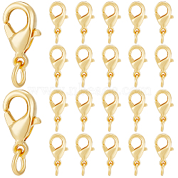 Elite 50Pcs Brass Lobster Claw Clasps, with Jump Ring, Golden, 13mm, Hole: 2.6mm(KK-PH0005-42)