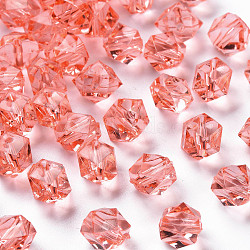 Transparent Acrylic Beads, Faceted, Polygon, Salmon, 8x10x9mm, Hole: 1.6mm, about 1300pcs/500g(TACR-S154-15B-52)