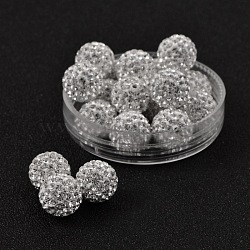 Polymer Clay Rhinestone Beads, Pave Disco Ball Beads, Grade A, Round, Half Drilled, Crystal, 10mm, Hole: 1mm(RB-H258-HD10mm-001)