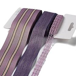 9 Yards 3 Styles Polyester Ribbon, for DIY Handmade Craft, Hair Bowknots and Gift Decoration, Purple Color Palette, Purple, 3/8~1-5/8 inch(10~40mm) about 3 yards/style(SRIB-C002-07E)