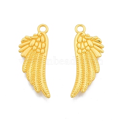 Alloy Pendants, Wing Charms, Matte Coffee Golden, 29x11x1.5mm, Hole: 2mm(FIND-A017-38MG)
