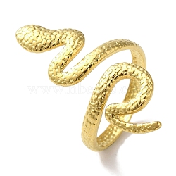 PVD Vacuum Plating 201 Stainless Steel Snake Wrap Open Cuff Rings for Women, Real 18K Gold Plated, Inner Diameter: 18mm(RJEW-C092-24G)