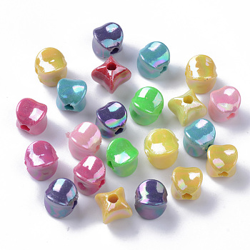 Opaque Acrylic Beads, AB Color Plated, Cube, Mixed Color, 8.5x8.5x9mm, Hole: 2mm, about 1350pcs/500g