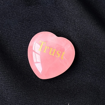 Natural Rose Quartz Healing Stones, Valentine's Day Engraved Heart Love Stones, Pocket Palm Stones for Reiki Ealancing, Word Trust, 30x30mm
