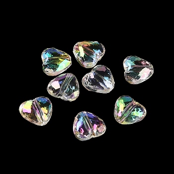 Transparent Acrylic Beads, UV Plating Iridescent, Heart, 13.5x15x7mm, Hole: 2.5mm