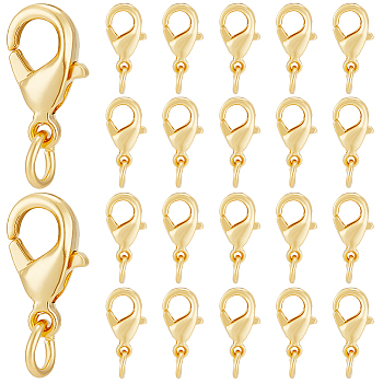 Elite 50Pcs Brass Lobster Claw Clasps, with Jump Ring, Golden, 13mm, Hole: 2.6mm