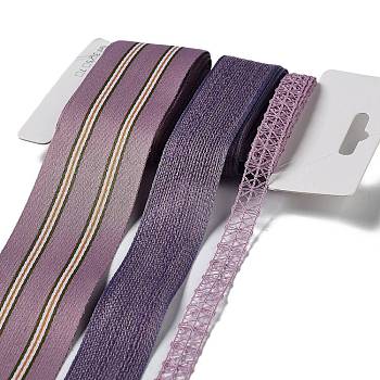 9 Yards 3 Styles Polyester Ribbon, for DIY Handmade Craft, Hair Bowknots and Gift Decoration, Purple Color Palette, Purple, 3/8~1-5/8 inch(10~40mm) about 3 yards/style