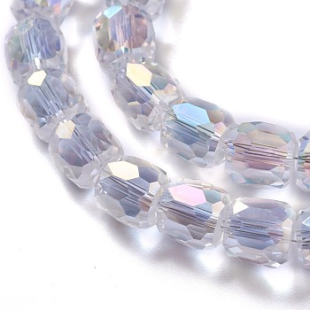 AB Color Plated Glass Beads, Faceted Barrel, Clear AB, 10x10mm, Hole: 1mm