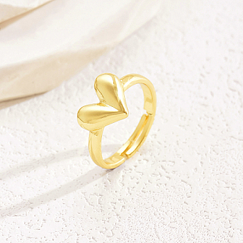 Real 18K Gold Plated Brass Adjustable Rings, Heart, No Size
