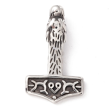 304 Stainless Steel Pendants, Statue, Antique Silver, 33x20x4mm, Hole: 5x6.5mm