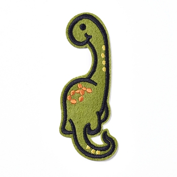 Computerized Embroidery Cloth Iron on/Sew on Patches, Costume Accessories, Appliques, Dinosaur, Green, 104x39x1mm