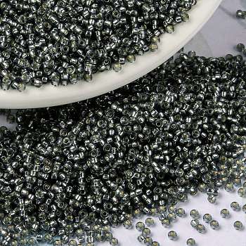 MIYUKI Round Rocailles Beads, Japanese Seed Beads, 15/0, (RR21) Silverlined Gray, 1.5mm, Hole: 0.7mm, about 5555pcs/10g