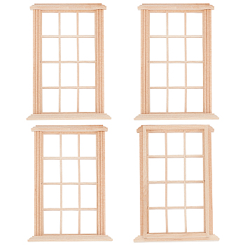 Rectangle Wooden Mini Windows, Miniature Furniture, for Dollhouse Wall Decorations Photographic Props Accessories , Linen, 116x83x18mm