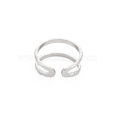304 Stainless Steel Double Line Open Cuff Ring for Women(X-RJEW-S405-200P)-2