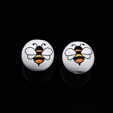 Bees Theme Printed Wooden Beads(WOOD-D006-05A)-3