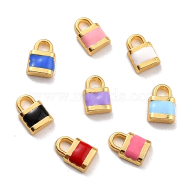 Golden Mixed Color Lock Alloy+Enamel Pendants