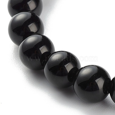 Natural Obsidian & Non-Magnetic Synthetic Hematite Round Beads Stretch Bracelet for Men Women(BJEW-JB06968)-7
