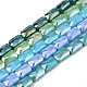 Galvanisieren undurchsichtige feste Farbe Glasperlen Stränge(EGLA-N002-25-A)-1