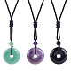3Pcs 3 Style Natural Mixed Gemstone Donut/Pi Disc Pendant Necklaces Set with Polyester Cord for Women(NJEW-AN0001-40)-1