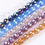 Electroplate Glass Bead Strands, AB Color Plated, Faceted(96 Facets), Round, Mixed Color, 10mm, Hole: 1mm, about 72pcs/strand, 26 inch(EGLA-R040-10mm-M)
