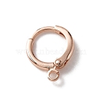 Brass Huggie Hoop Earring Findings, with Horizontal Loops, Rose Gold, 14x11.5x3mm, Hole: 1.6mm, Pin: 0.8mm(KK-WH0044-67RG)