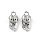 316 Surgical Stainless Steel Pendants, Tooth Charm, Antique Silver, 17x8x6mm, Hole: 2.3mm(STAS-G349-15AS)