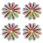 4Pcs Flower Hotfix Rhinestone (Hot Melt Adhesive On The Back), Iron on Patches, Rhinestone Trimming, Vitrail Light, 80x75x4.5mm(DIY-FG0007-66)