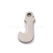 Non-Tarnish 201 Stainless Steel Charms, Laser Cut, Letter Charm, Letter J, 11x5.5x1mm, Hole: 1.2mm(STAS-U016-01P-J)