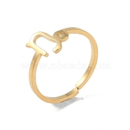 Real 18K Gold Plated 304 Stainless Steel Adjustable Finger Ring, Constellations Open Cuff Rings for Women, Capricorn, Adjustable, Surface: 6.5~9x6.5~12mm(RJEW-L115-01G-01)