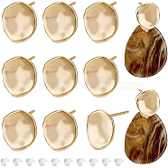 12Pcs Brass Stud Earring Findings, with Vertical Loops, Flat Round, with 40Pcs Plastic Ear Nuts, Real 18K Gold Plated, 11.5x10mm, Hole: 1.2mm, Pin: 0.8mm(KK-BC0008-34)