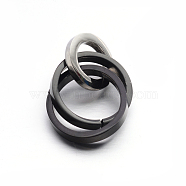 304 Stainless Steel Interlocking Ring Pendants, Gunmetal, 37.5~38x21mm(X-STAS-E090-90B)