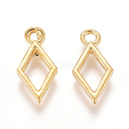 Alloy Open Back Bezel Charms, For DIY UV Resin, Epoxy Resin, Pressed Flower Jewelry, Rhombus, Golden, 15x7x2mm, Hole: 1.6mm(PALLOY-E575-44G)