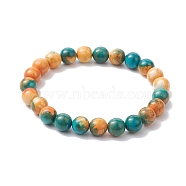 8mm Round Dyed Synthetic Ocean White Jade Beaded Stretch Bracelets for Women Men, Colorful, Inner Diameter: 2 inch(5cm)(BJEW-JB10509)