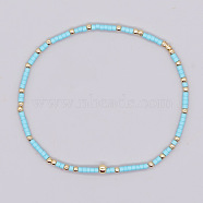 Bohemian Style Rainbow Glass & Brass Beaded Handmade Fashion Women's Bracelet(QD2599-13)