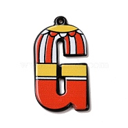 Circus Theme Printed Acrylic Pendants, Letter A~Z, Letter.G, 32.5~36x9~30.5x2~2.5mm, Hole: 0.7~1.6mm(OACR-D008-06G)