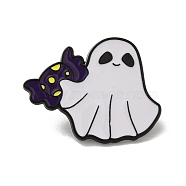 Halloween Enamel Pins, Alloy Brooches, Ghost, 24x31x1mm(JEWB-R270-01A)