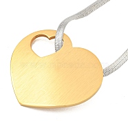 304 Stainless Steel Snake Chain Necklaces, Pendant Necklaces, Heart, 15.75 inch(40cm), Pendant: 34.5x40mm(NJEW-P311-02B-P)