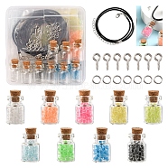 DIY Wishing Bottle Pendant Necklace Making Kit, Including Luminous Glass Seed Beads, Glass Bottles, Waxed Cord with Clasps, Mixed Color, 2744Pcs/box(DIY-YW0005-80)