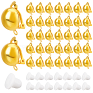 40Pcs Brass Clip-on Earring Findings, with Loops & 40Pcs Plastic Clip on Earring Pads, Golden, 20x13mm, Hole: 3mm(KK-SP0001-14G)