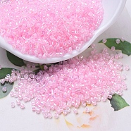 MIYUKI Delica Beads, Cylinder, Japanese Seed Beads, 11/0, (DB0055) Pink Lined Crystal AB, 1.3x1.6mm, Hole: 0.8mm, about 10000pcs/bag, 50g/bag(SEED-X0054-DB0055)