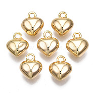 Brass Charms, Cadmium Free & Nickel Free & Lead Free, Heart, Real 18K Gold Plated, 12x10x6mm, Hole: 1.6mm(KK-N233-155)
