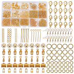 Jewelry Findings Kits with Iron Jump Rings, Bead Caps, Crimp Ends, Chains, Earring Hooks and Pins(FIND-PH0004-01G)