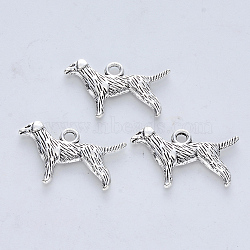 Tibetan Style Alloy Pendants, Cadmium Free & Nickel Free & Lead Free, Dog, Antique Silver, 14.5x23.5x2.8mm, Hole: 2mm, about 357pcs/500g(TIBE-R316-034AS-RS)