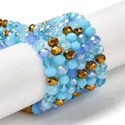 Glass Beads Strands, Faceted, Rondelle, Pale Turquoise, 6x5mm, Hole: 1mm, about 85~88pcs/strand, 16.1~16.5 inch(41~42cm)(EGLA-A034-M6mm-15)