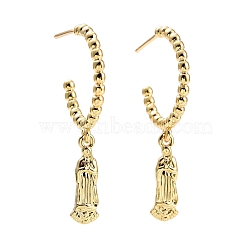 Cubic Zirconia Ear Studs, with Brass Findings, Long-Lasting Plated, Lead Free & Cadmium Free, Holy Virgin, Real 18K Gold Plated, 35.5x19mm, Pin: 0.7mm(EJEW-E167-04G)
