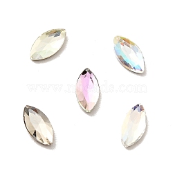 K9 Glass Rhinestone Cabochons, Flat Back & Back Plated, Faceted, Horse Eye, Mixed Color, 8x4x2mm(RGLA-F070-A)