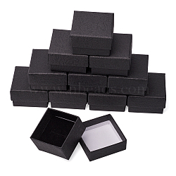 Cardboard Gift Boxes, with Black Sponge inside, Square, Black, 5x5x3.3cm(YS-TAC0001-17A-02)