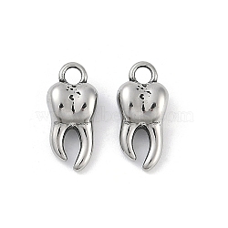 316 Surgical Stainless Steel Pendants, Tooth Charm, Antique Silver, 17x8x6mm, Hole: 2.3mm(STAS-G349-15AS)