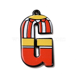 Circus Theme Printed Acrylic Pendants, Joker, Letter Charm, Letter G, 34x18.5x2mm, Hole: 1mm(OACR-D008-06G)